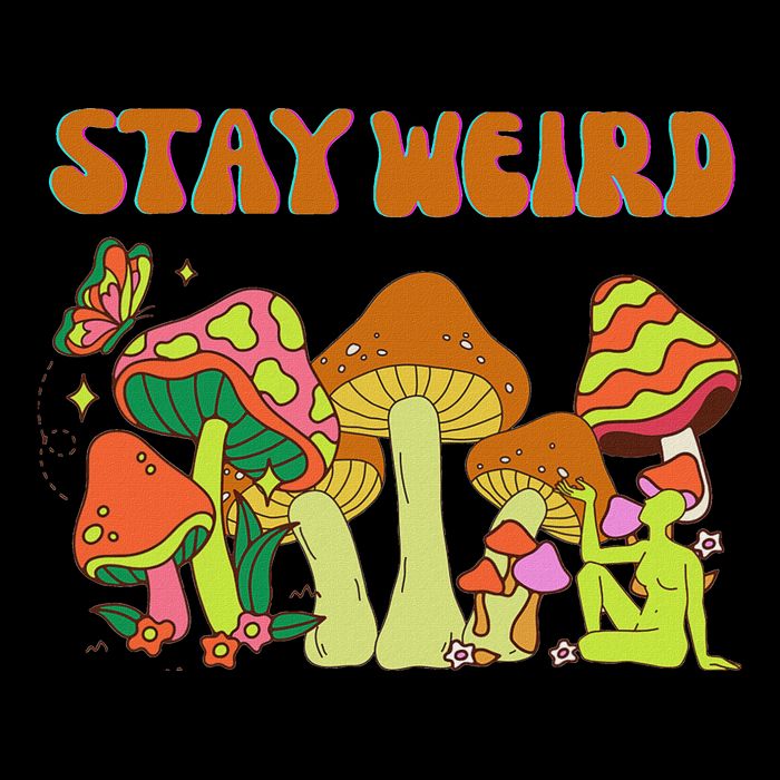 Psychedelic Magic Mushrooms Retro Vintage Stay Weird Hoodie