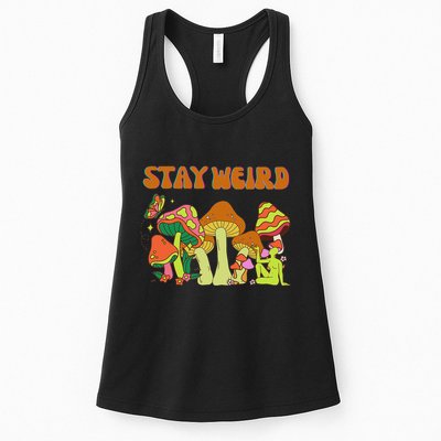 Psychedelic Magic Mushrooms Retro Vintage Stay Weird Womens Tank Top