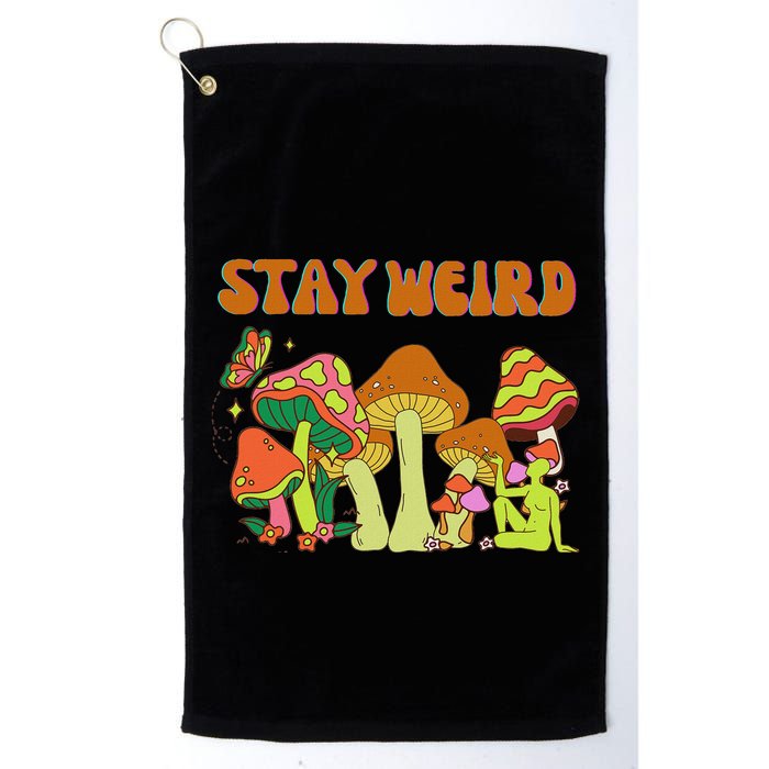 Psychedelic Magic Mushrooms Retro Vintage Stay Weird Golf Towel