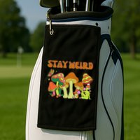 Psychedelic Magic Mushrooms Retro Vintage Stay Weird Golf Towel