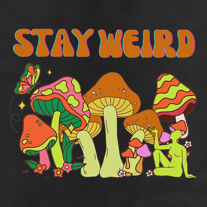 Psychedelic Magic Mushrooms Retro Vintage Stay Weird Golf Towel