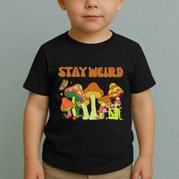 Psychedelic Magic Mushrooms Retro Vintage Stay Weird Toddler T-Shirt