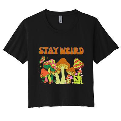 Psychedelic Magic Mushrooms Retro Vintage Stay Weird Crop Top
