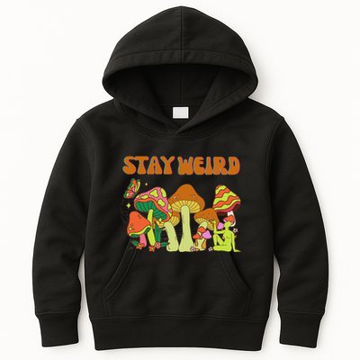 Psychedelic Magic Mushrooms Retro Vintage Stay Weird Kids Hoodie