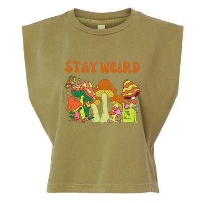 Psychedelic Magic Mushrooms Retro Vintage Stay Weird Garment-Dyed Women's Muscle Tee