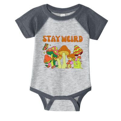 Psychedelic Magic Mushrooms Retro Vintage Stay Weird Infant Baby Jersey Bodysuit