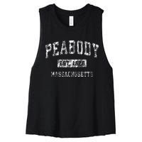 Peabody Massachusetts Ma Vintage Established Sports Women's Racerback Cropped Tank