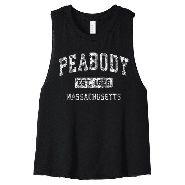 Peabody Massachusetts Ma Vintage Established Sports Women's Racerback Cropped Tank