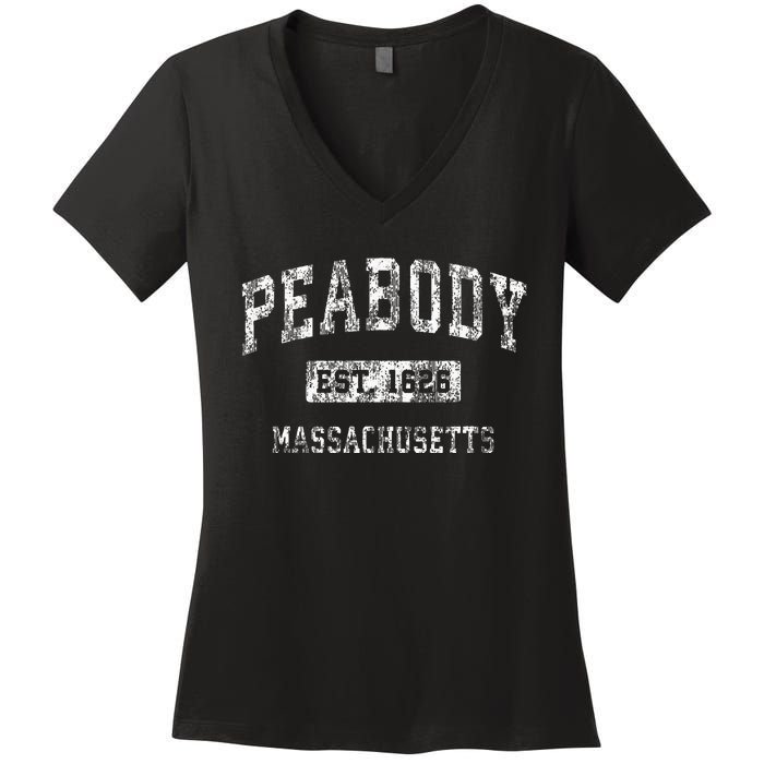 Peabody Massachusetts Ma Vintage Established Sports Women's V-Neck T-Shirt