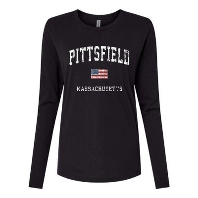 Pittsfield Massachusetts Ma Vintage American Flag Sports Womens Cotton Relaxed Long Sleeve T-Shirt