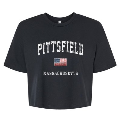 Pittsfield Massachusetts Ma Vintage American Flag Sports Bella+Canvas Jersey Crop Tee