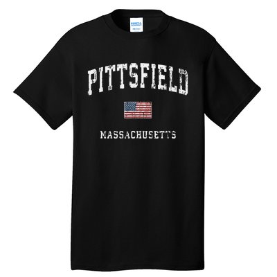 Pittsfield Massachusetts Ma Vintage American Flag Sports Tall T-Shirt