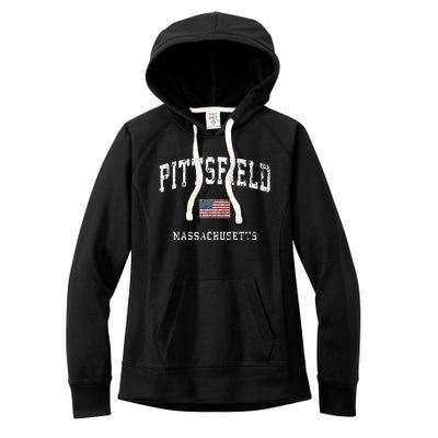 Pittsfield Massachusetts Ma Vintage American Flag Sports Women's Fleece Hoodie