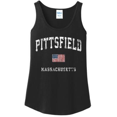 Pittsfield Massachusetts Ma Vintage American Flag Sports Ladies Essential Tank