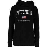 Pittsfield Massachusetts Ma Vintage American Flag Sports Womens Funnel Neck Pullover Hood