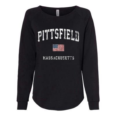 Pittsfield Massachusetts Ma Vintage American Flag Sports Womens California Wash Sweatshirt