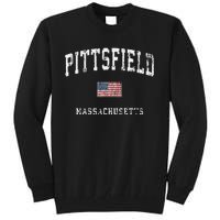 Pittsfield Massachusetts Ma Vintage American Flag Sports Tall Sweatshirt