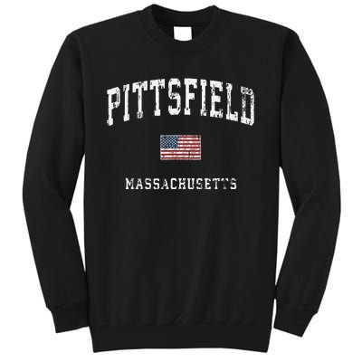 Pittsfield Massachusetts Ma Vintage American Flag Sports Tall Sweatshirt