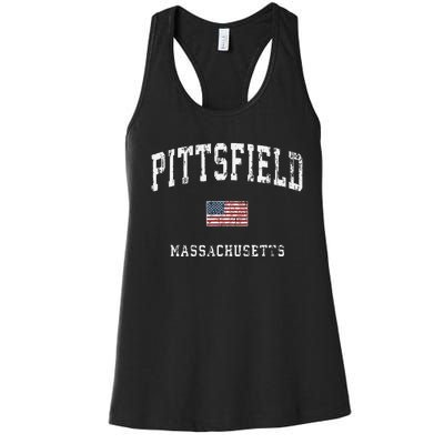 Pittsfield Massachusetts Ma Vintage American Flag Sports Women's Racerback Tank