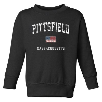 Pittsfield Massachusetts Ma Vintage American Flag Sports Toddler Sweatshirt