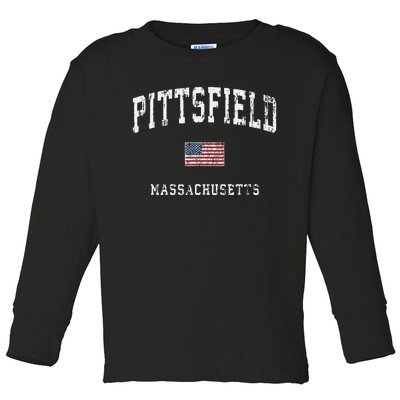 Pittsfield Massachusetts Ma Vintage American Flag Sports Toddler Long Sleeve Shirt