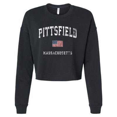 Pittsfield Massachusetts Ma Vintage American Flag Sports Cropped Pullover Crew