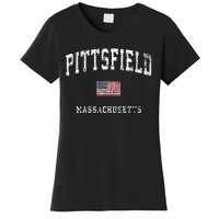 Pittsfield Massachusetts Ma Vintage American Flag Sports Women's T-Shirt