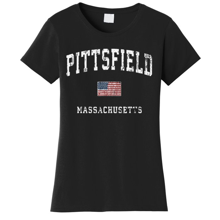 Pittsfield Massachusetts Ma Vintage American Flag Sports Women's T-Shirt