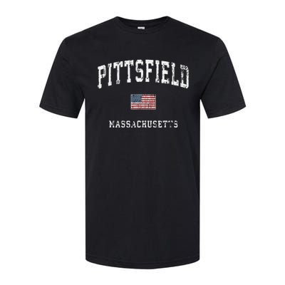 Pittsfield Massachusetts Ma Vintage American Flag Sports Softstyle CVC T-Shirt