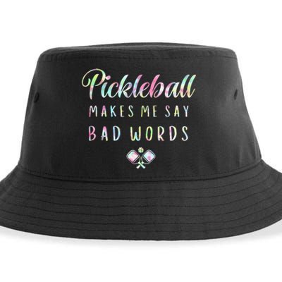 Pickleball Makes Me Say Bad Words Tie Dye Pickleball Players Sustainable Bucket Hat