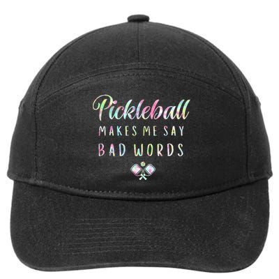 Pickleball Makes Me Say Bad Words Tie Dye Pickleball Players 7-Panel Snapback Hat