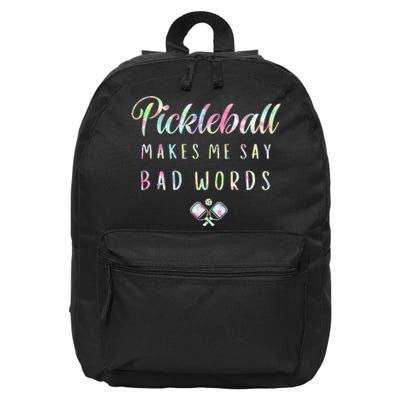 Pickleball Makes Me Say Bad Words Tie Dye Pickleball Players 16 in Basic Backpack