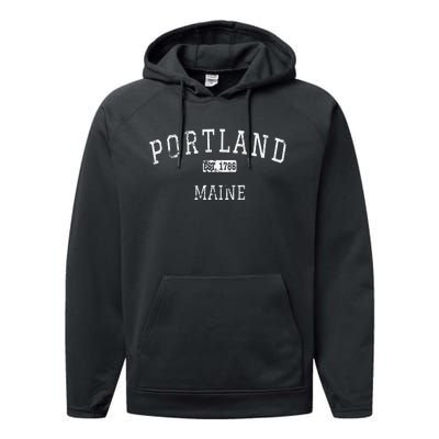 Portland Maine Me Vintage Performance Fleece Hoodie