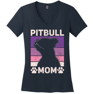 Pitbull Mom Mothers Day Funny Dog Lover Pitbull Owner Dog Women's V-Neck T-Shirt