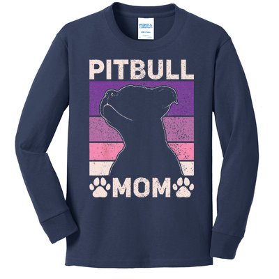 Pitbull Mom Mothers Day Funny Dog Lover Pitbull Owner Dog Kids Long Sleeve Shirt