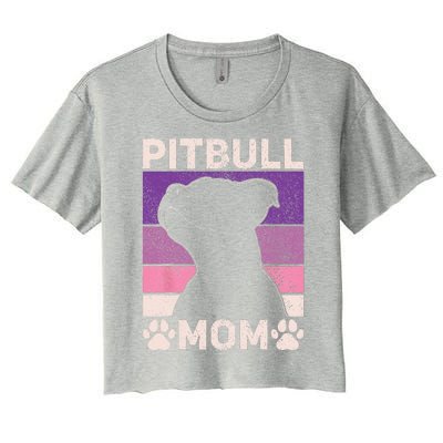 Pitbull Mom Mothers Day Funny Dog Lover Pitbull Owner Dog Women's Crop Top Tee