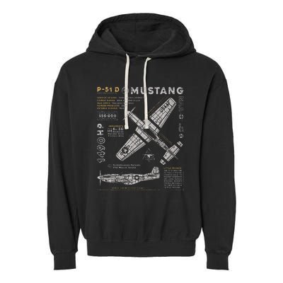 P51 Mustang North American Aviation Vintage Fighter Plane Garment-Dyed Fleece Hoodie