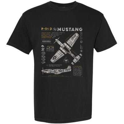 P51 Mustang North American Aviation Vintage Fighter Plane Garment-Dyed Heavyweight T-Shirt