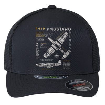 P51 Mustang North American Aviation Vintage Fighter Plane Flexfit Unipanel Trucker Cap