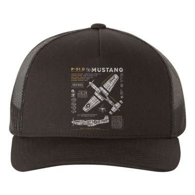 P51 Mustang North American Aviation Vintage Fighter Plane Yupoong Adult 5-Panel Trucker Hat