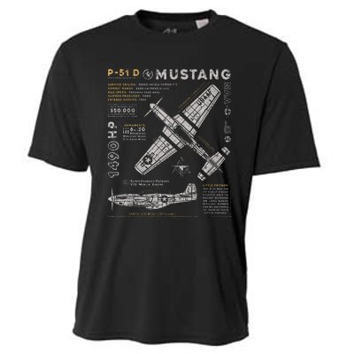 P51 Mustang North American Aviation Vintage Fighter Plane Cooling Performance Crew T-Shirt