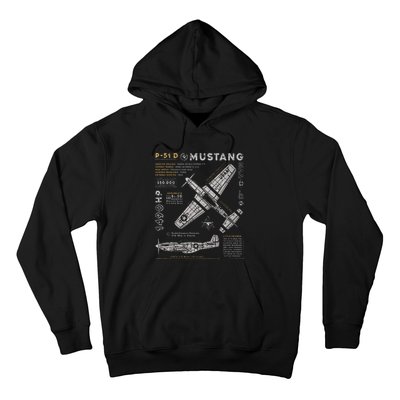 P51 Mustang North American Aviation Vintage Fighter Plane Hoodie