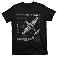 P51 Mustang North American Aviation Vintage Fighter Plane T-Shirt