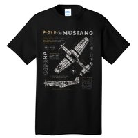 P51 Mustang North American Aviation Vintage Fighter Plane Tall T-Shirt