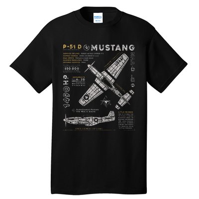 P51 Mustang North American Aviation Vintage Fighter Plane Tall T-Shirt