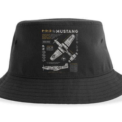 P51 Mustang North American Aviation Vintage Fighter Plane Sustainable Bucket Hat