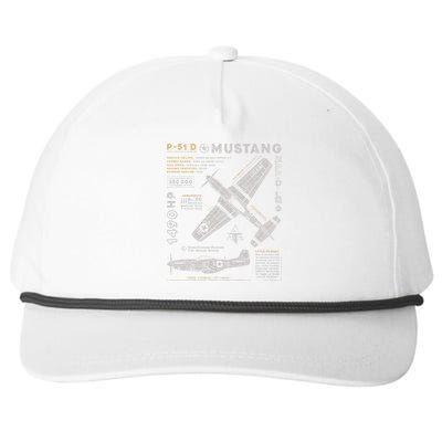 P51 Mustang North American Aviation Vintage Fighter Plane Snapback Five-Panel Rope Hat