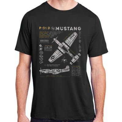 P51 Mustang North American Aviation Vintage Fighter Plane Adult ChromaSoft Performance T-Shirt