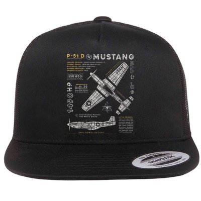 P51 Mustang North American Aviation Vintage Fighter Plane Flat Bill Trucker Hat