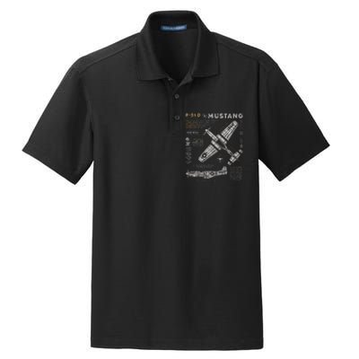 P51 Mustang North American Aviation Vintage Fighter Plane Dry Zone Grid Polo